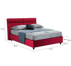 Letto Matrimoniale Rosso Materasso Incluso Sfoderabile, Contenitore Made in Italy - Annus