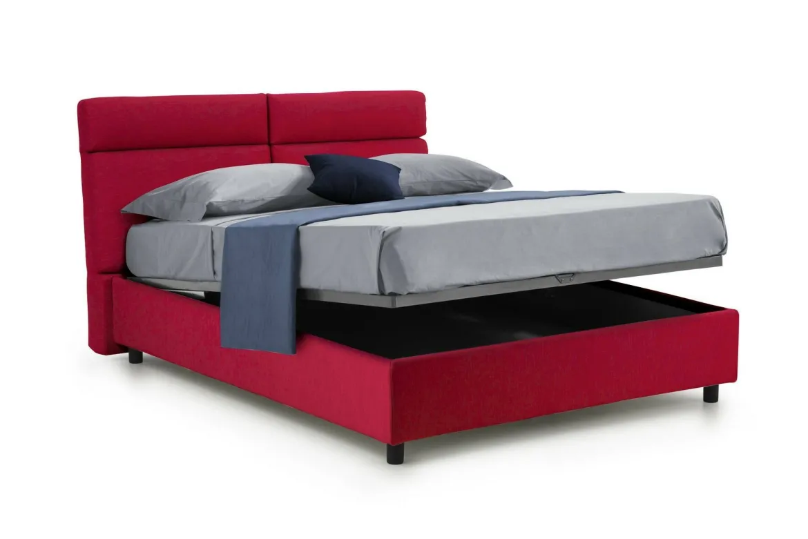 Letto Matrimoniale Rosso Materasso Incluso Sfoderabile, Contenitore Made in Italy - Annus