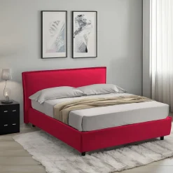 Letto Matrimoniale Rosso Materasso Incluso Sfoderabile, Contenitore Made in Italy - Brunate