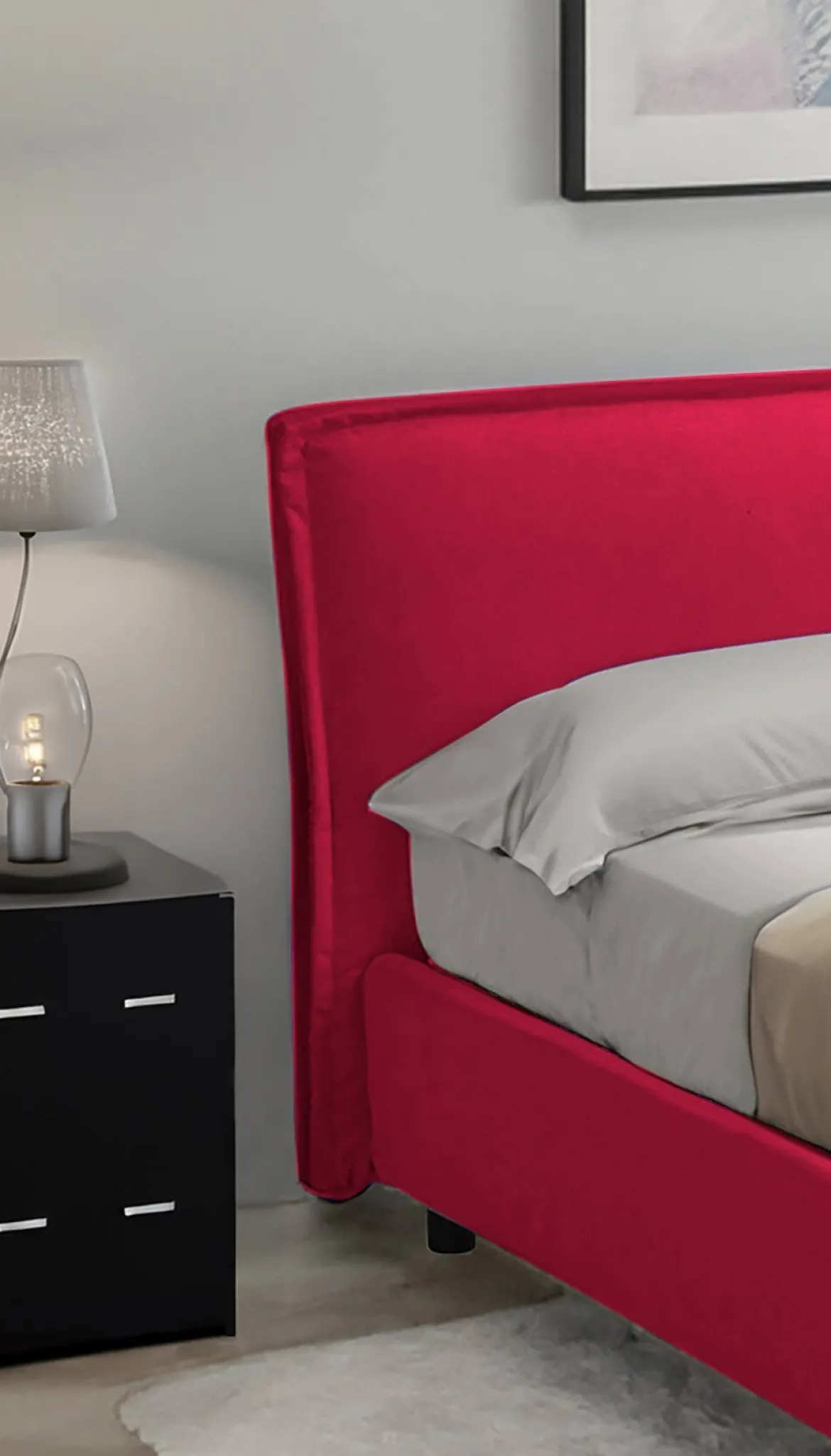 Letto Matrimoniale Rosso Materasso Incluso Sfoderabile, Contenitore Made in Italy - Brunate