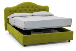Letto Matrimoniale Verde Materasso Incluso Sfoderabile, Contenitore Made in Italy - Alfer