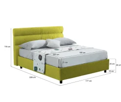 Letto Matrimoniale Verde Materasso Incluso Sfoderabile, Contenitore Made in Italy - Bedero