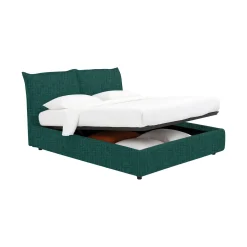 Letto Matrimoniale Verde Petrolio Sfoderabile Contenitore, Dimensione Materasso 160x190 cm - Calcio