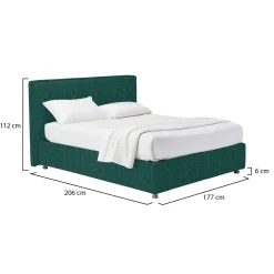 Letto Matrimoniale Verde Petrolio Sfoderabile Contenitore, Dimensione Materasso 160x190 cm - Fasanella