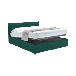 Letto Matrimoniale Verde Petrolio Sfoderabile Contenitore, Dimensione Materasso 160x190 cm - Levice