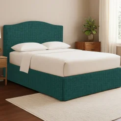 Letto Matrimoniale Verde Petrolio Sfoderabile Contenitore, Dimensione Materasso 160x200 cm - Orino