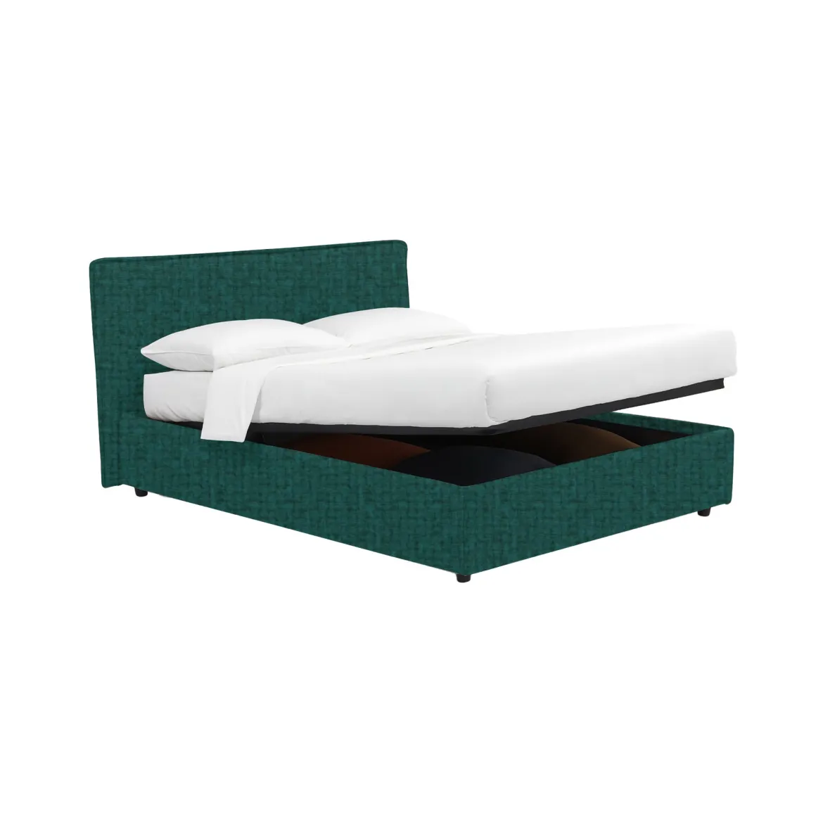 Letto Matrimoniale Verde Petrolio Sfoderabile Contenitore, Dimensione Materasso 160x200 cm - Rozzone