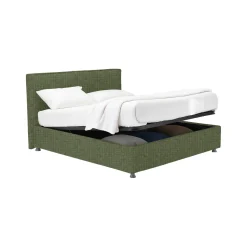Letto Matrimoniale Verde Sfoderabile Contenitore, Dimensione Materasso 160x190 cm - Issime