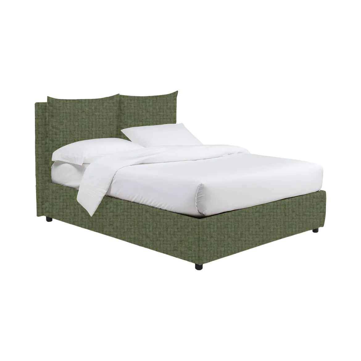 Letto Matrimoniale Verde Sfoderabile Contenitore, Dimensione Materasso 160x190 cm - Soliera