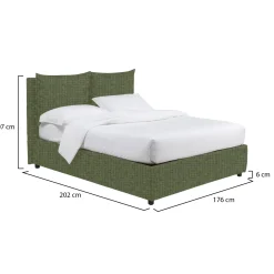 Letto Matrimoniale Verde Sfoderabile Contenitore, Dimensione Materasso 160x190 cm - Soliera