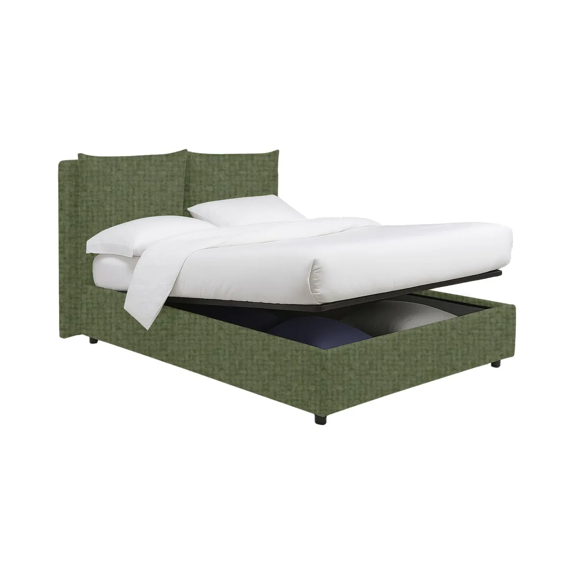 Letto Matrimoniale Verde Sfoderabile Contenitore, Dimensione Materasso 160x190 cm - Soliera