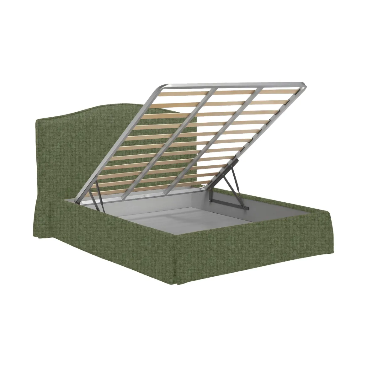 Letto Matrimoniale Verde Sfoderabile Contenitore, Dimensione Materasso 160x190 cm Made in Italy - Alcatron