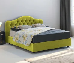 Letto Matrimoniale Verde Sfoderabile Contenitore, Dimensione Materasso 160x190 cm Made in Italy - Arex