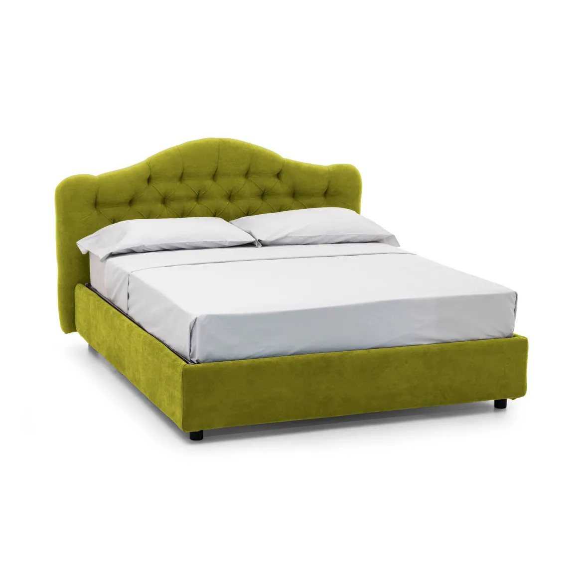 Letto Matrimoniale Verde Sfoderabile Contenitore, Dimensione Materasso 160x190 cm Made in Italy - Brienno
