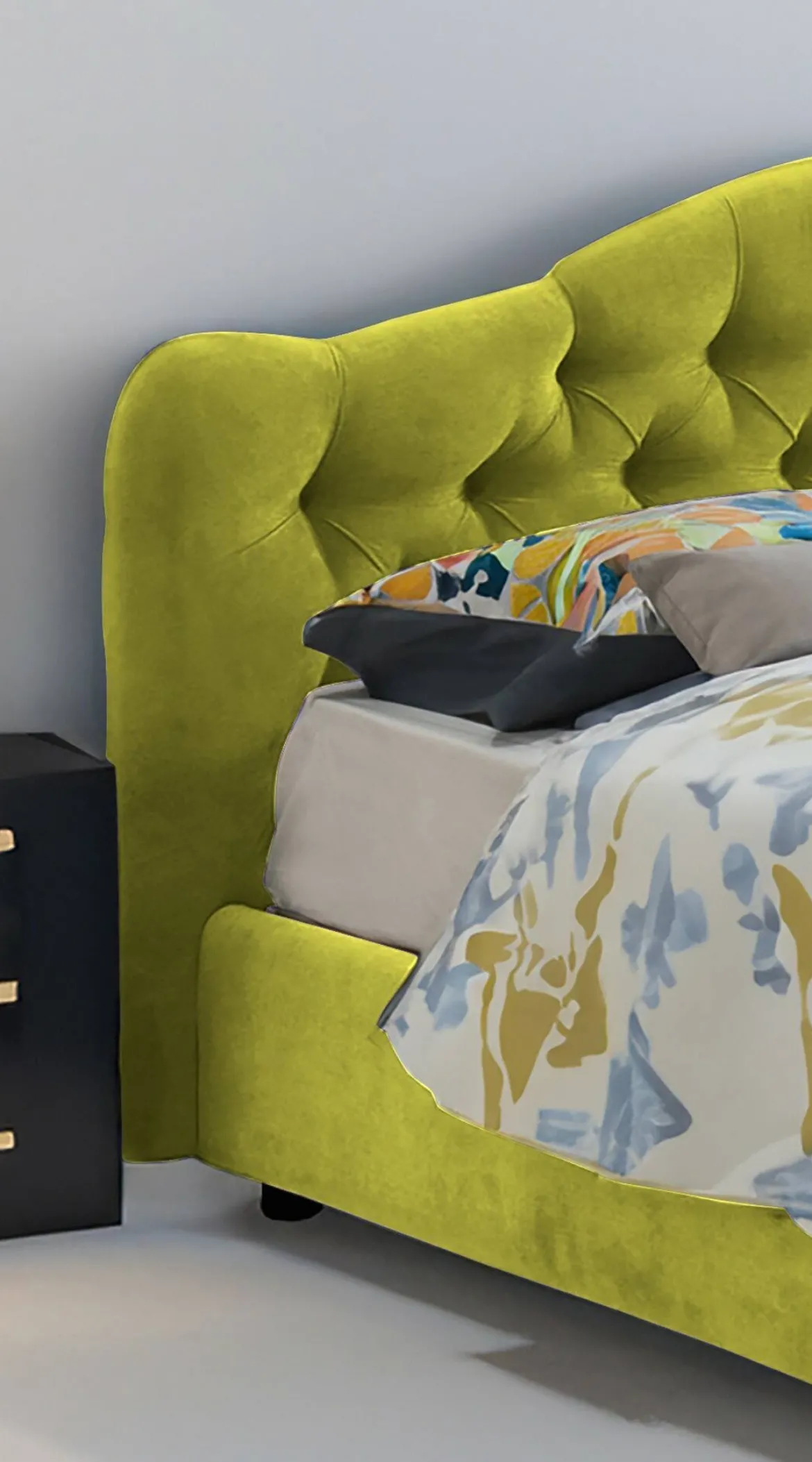 Letto Matrimoniale Verde Sfoderabile Contenitore, Dimensione Materasso 160x190 cm Made in Italy - Brienno