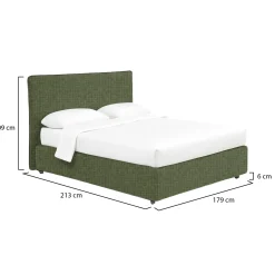 Letto Matrimoniale Verde Sfoderabile Contenitore, Dimensione Materasso 160x200 cm - Peia