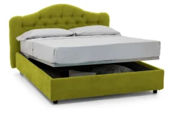 Letto Matrimoniale Verde Sfoderabile Contenitore, Dimensione Materasso 160x200 cm Made in Italy - Ator