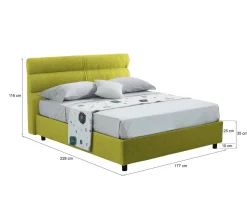 Letto Matrimoniale Verde Sfoderabile Contenitore, Dimensione Materasso 160x200 cm Made in Italy - Briaglia