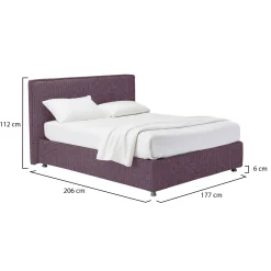 Letto Matrimoniale Viola Lilla Sfoderabile Contenitore, Dimensione Materasso 160x190 cm - Issime