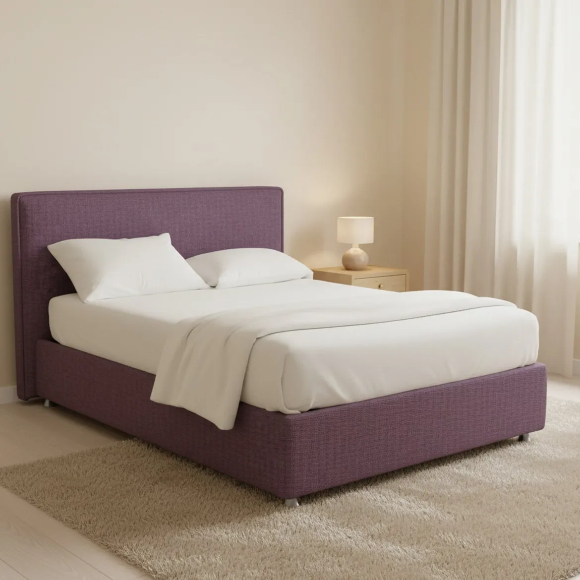Letto Matrimoniale Viola Lilla Sfoderabile Contenitore, Dimensione Materasso 160x200 cm - Melilli