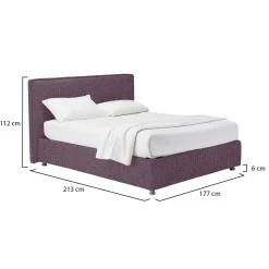Letto Matrimoniale Viola Lilla Sfoderabile Contenitore, Dimensione Materasso 160x200 cm - Melilli