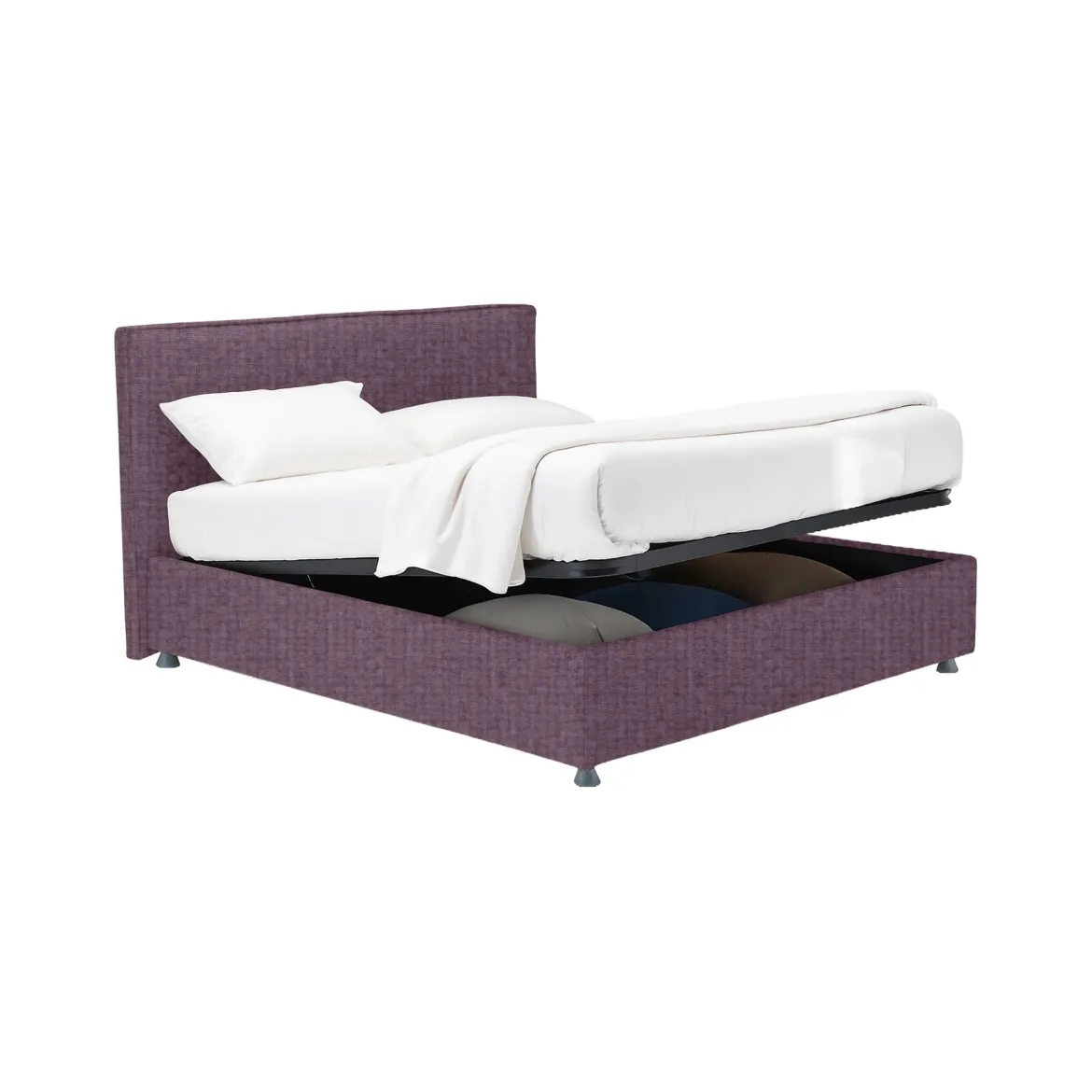 Letto Matrimoniale Viola Lilla Sfoderabile Contenitore, Dimensione Materasso 160x200 cm - Melilli