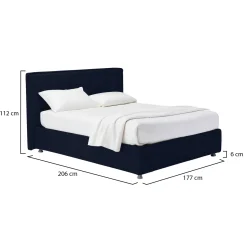 Letto Matrimoniale Viola Scuro Sfoderabile Contenitore, Dimensione Materasso 160x190 cm - Issime