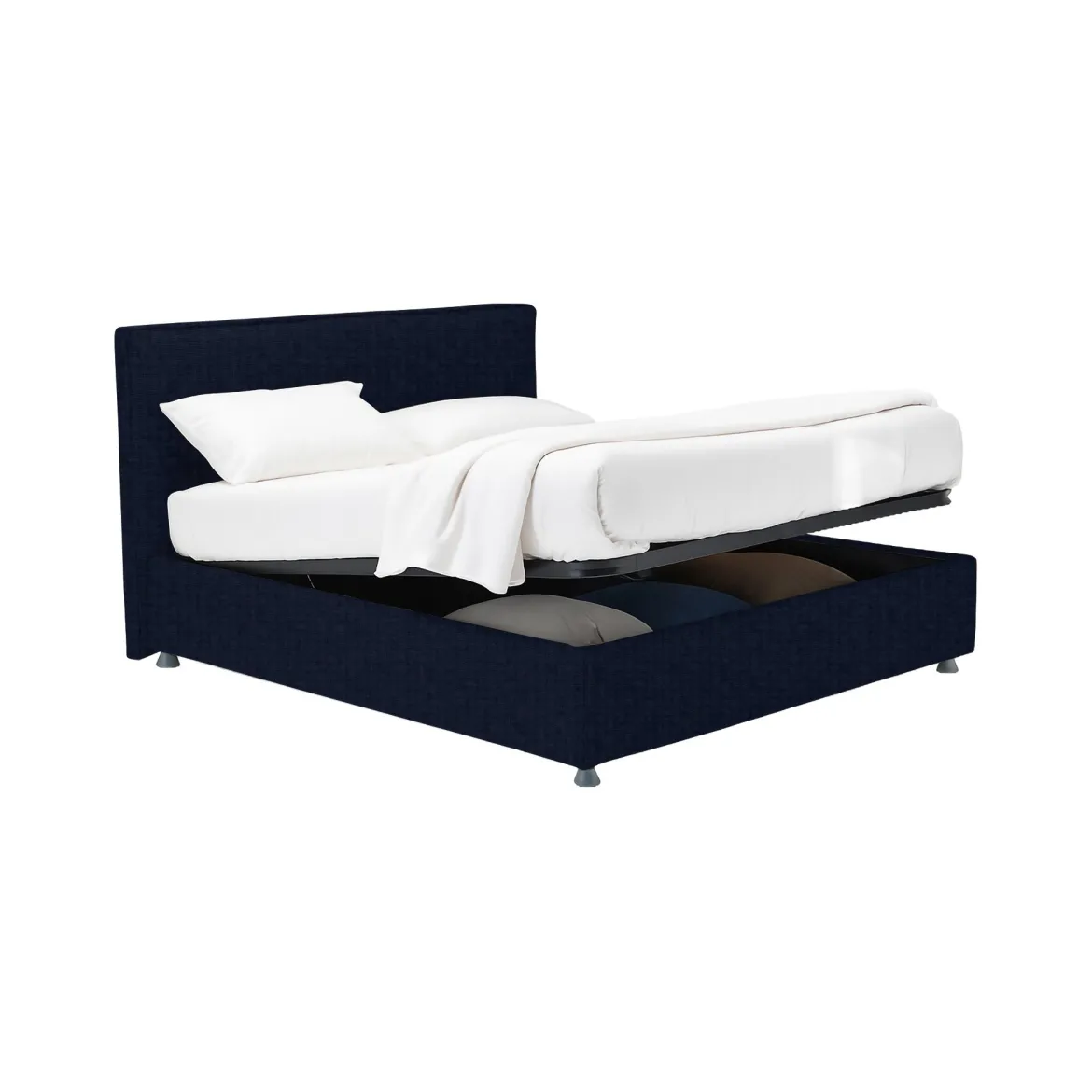 Letto Matrimoniale Viola Scuro Sfoderabile Contenitore, Dimensione Materasso 160x190 cm - Issime