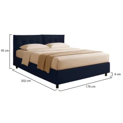 Letto Matrimoniale Viola Scuro Sfoderabile Contenitore, Dimensione Materasso 160x190 cm - Lioni