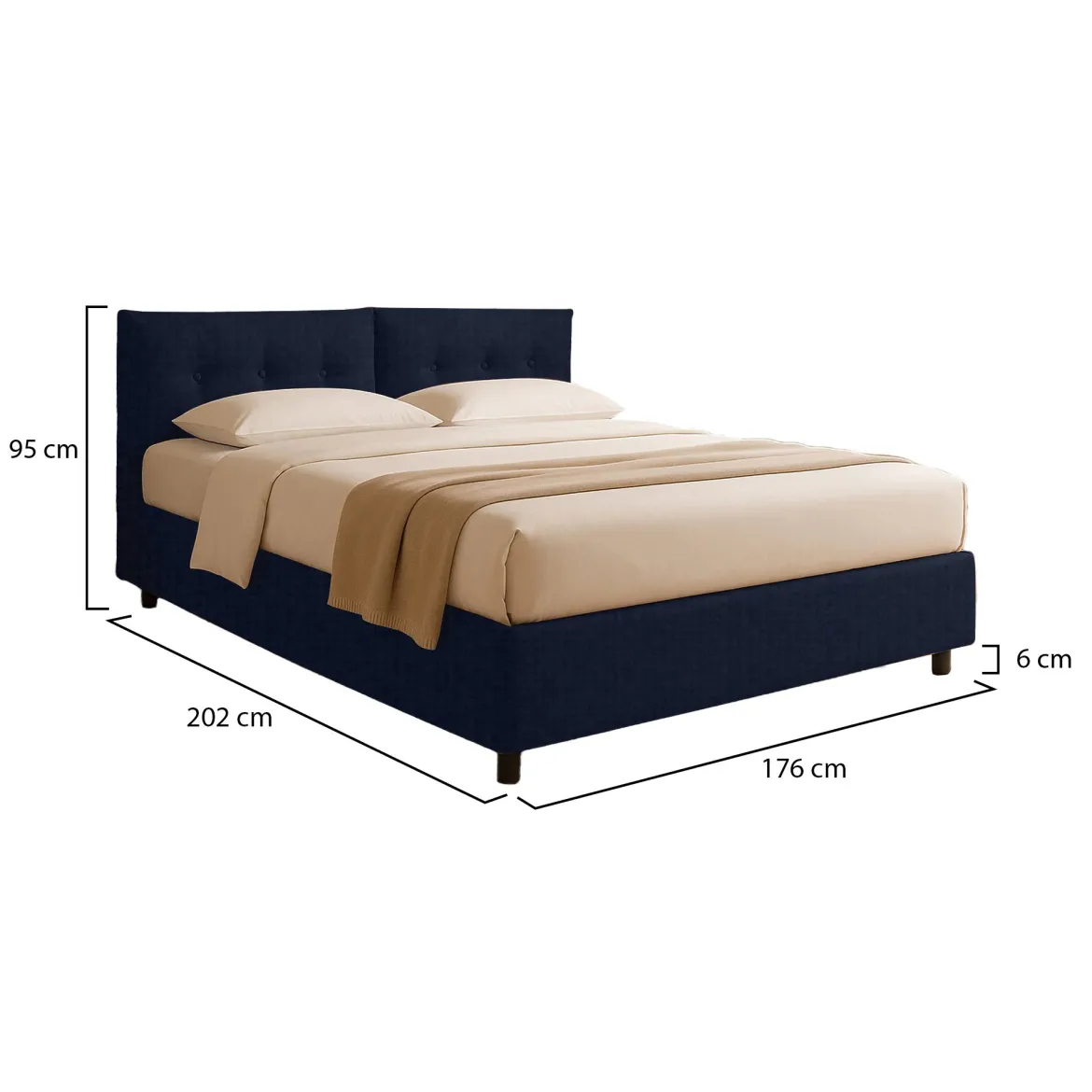 Letto Matrimoniale Viola Scuro Sfoderabile Contenitore, Dimensione Materasso 160x190 cm - Lioni