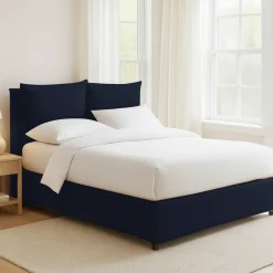 Letto Matrimoniale Viola Scuro Sfoderabile Contenitore, Dimensione Materasso 160x200 cm - Davoli