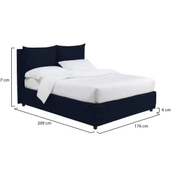 Letto Matrimoniale Viola Scuro Sfoderabile Contenitore, Dimensione Materasso 160x200 cm - Frinco