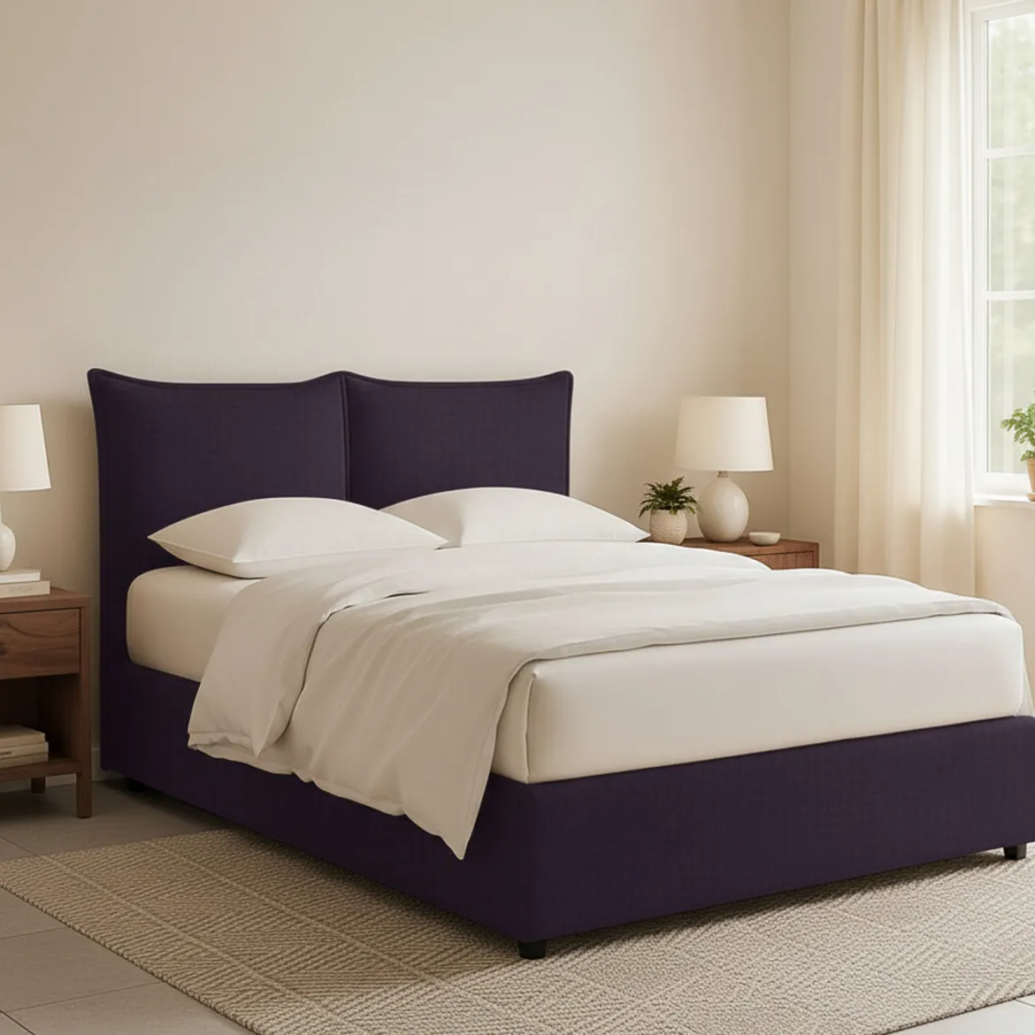 Letto Matrimoniale Viola Sfoderabile Contenitore, Dimensione Materasso 160x190 cm - Colere