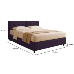 Letto Matrimoniale Viola Sfoderabile Contenitore, Dimensione Materasso 160x190 cm - Lioni