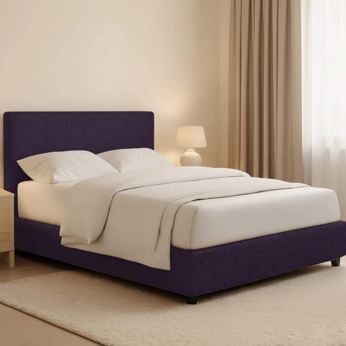 Letto Matrimoniale Viola Sfoderabile Contenitore, Dimensione Materasso 160x200 cm - Melilli
