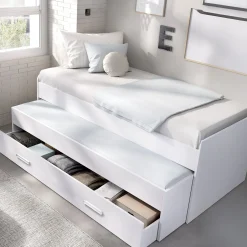Letto per Bambini Bianco Contenitore Dimensione Materasso 90x190 cm, - Zion