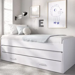 Letto per Bambini Bianco Contenitore Dimensione Materasso 90x190 cm, - Zion