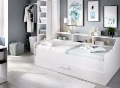 Letto per bambini con ripiani e 1 cassetto 194x120cm bianco - Annya