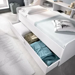 Letto per bambini con ripiani e 1 cassetto 194x120cm bianco - Annya