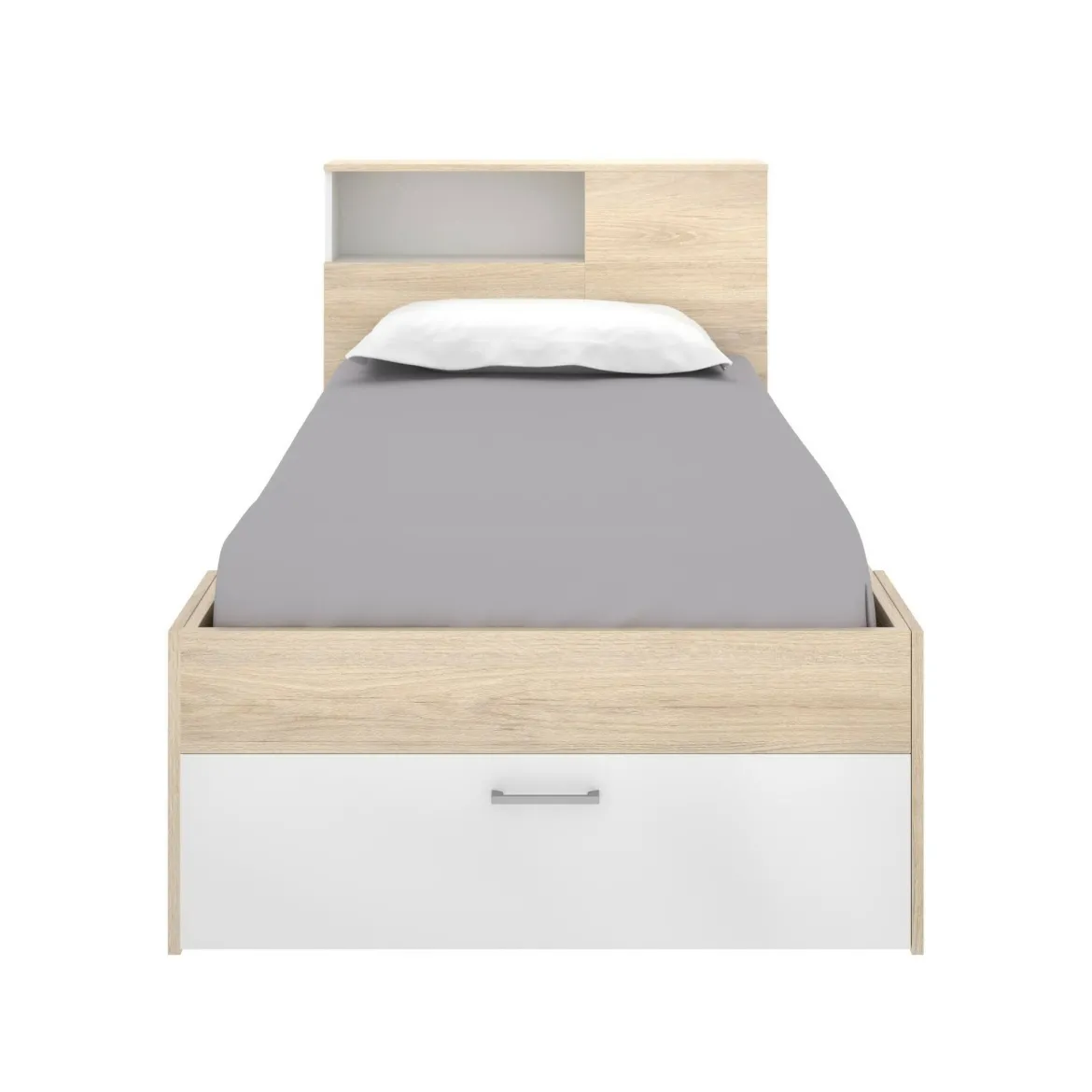 Letto per bambini moderno bianco e rovere 99x218cm adatto per materasso 90x190 cm - Adrielle