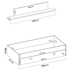 Letto per bambini 195x97cm bianco e rosa - Aikiko
