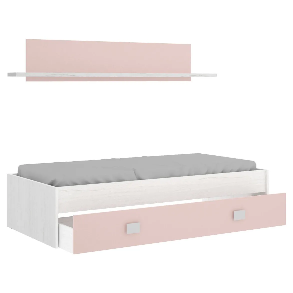 Letto per bambini 195x97cm bianco e rosa - Aikiko