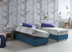 Letto 1 piazza con contenitore blu 95x205 - Abbi