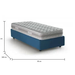 Letto 1 piazza con contenitore blu 95x205cm moderno - Aren