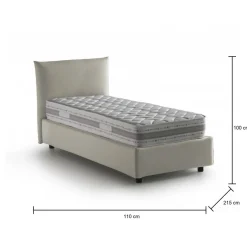 Letto 1 piazza contenitore beige 110x215cm rivestimento in tessuto - Astianatte