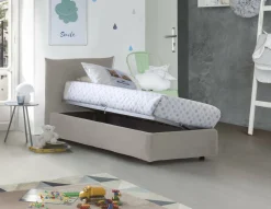 Letto 1 piazza contenitore beige 110x215cm rivestimento in tessuto - Astianatte