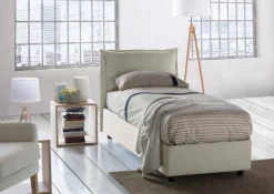 Letto 1 piazza contenitore beige 95x205cm elegante - Armaduk