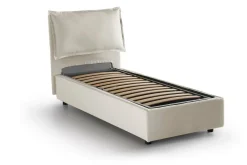 Letto 1 piazza contenitore beige 95x205cm rivestito in tessuto - Aren