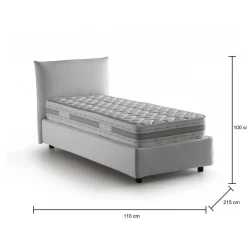 Letto 1 piazza contenitore bianco 110x215cm sfoderabile - Azeglio