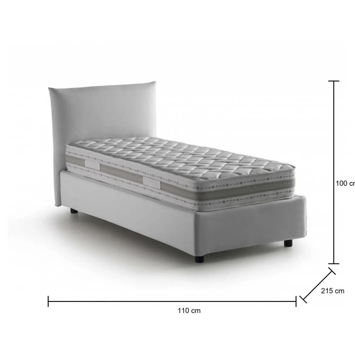 Letto 1 piazza contenitore bianco 110x215cm sfoderabile - Azeglio